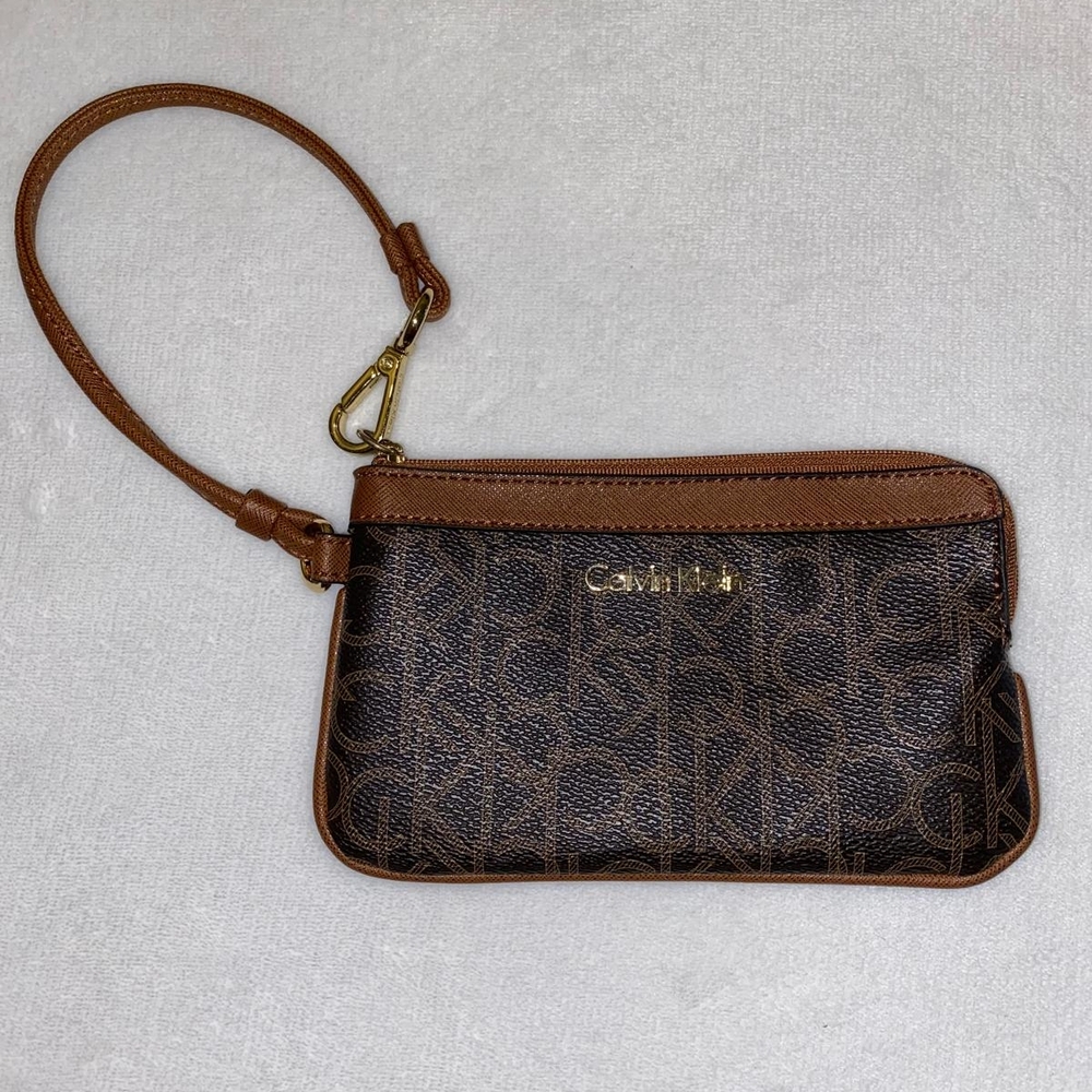 Calvin Klein Brown Monogram Clutch